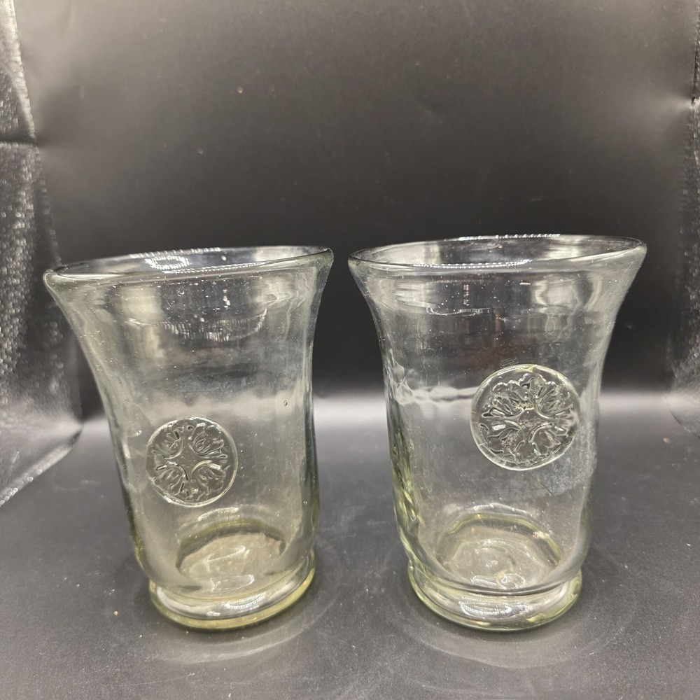 Skyros‎ Designs Eternity Tumbler Artisan Handblown Glass Medallion Design Set 2